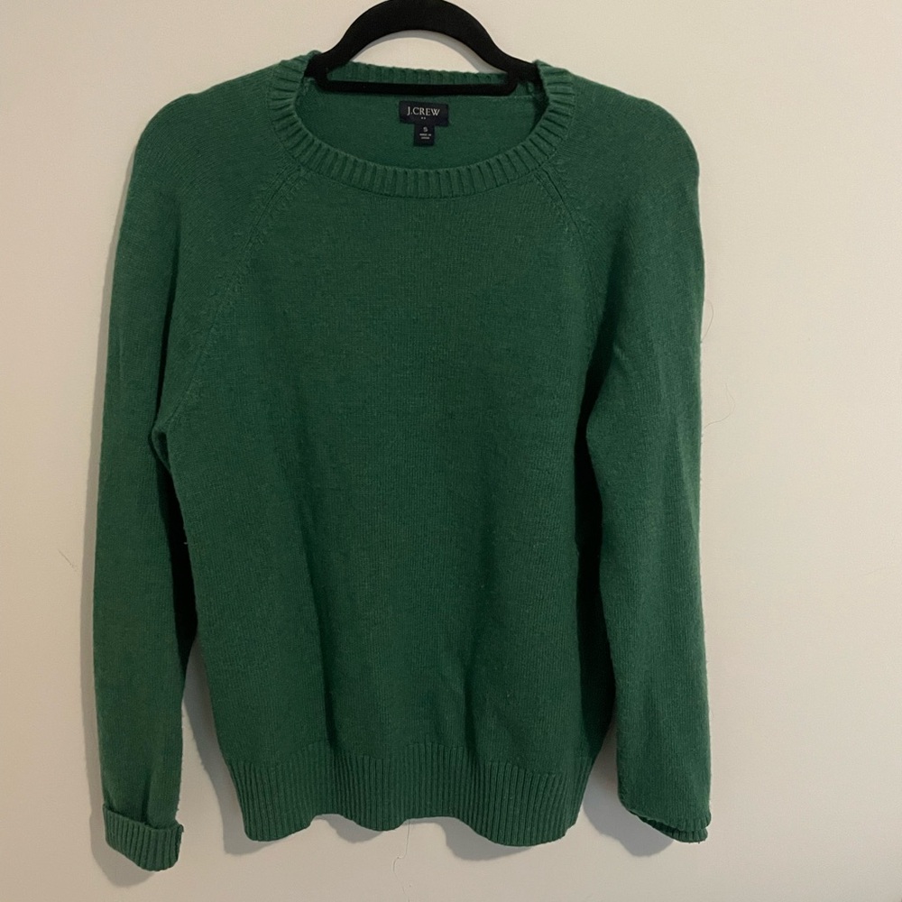J. Crew Classic Green Wool Crewneck Sweater